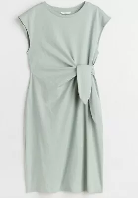 H&M MAMA Maternity Green Tie-Detail Jersey Dress Size S 8 - 10 • £3