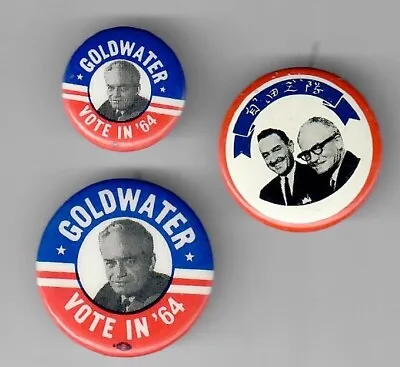 Group Of 3 Barry Goldwater Presidential Campaign Buttons From 1964 • $5.95