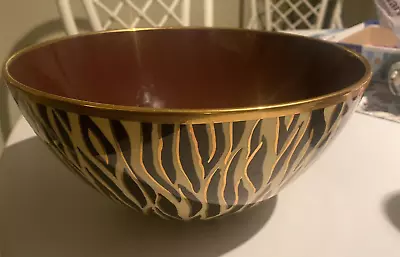 L’OBJET Large Bowl Gold Rimmed Eggplant Interior. 9.5 X 4.5 • $250