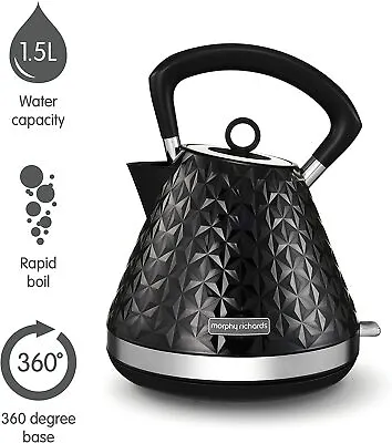 £57.77 • Buy Morphy Richards Vector Pyramid Kettle 108131 Traditional Kettle Black