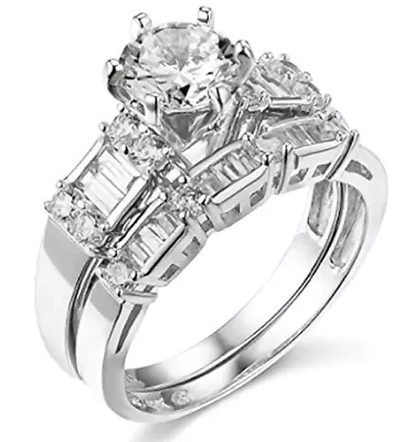 2.75 Created Diamond Round 14K White Gold Engagement Ring Real Matching Band • $515.51