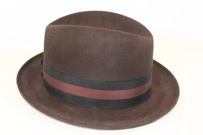 Vtg CHAMP Fedora Hat Feel The Felt Kasmir Finish Brown W/Changeable Feathers • $55