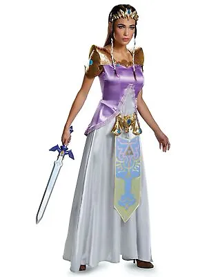 Princess Zelda Deluxe The Legend Of Zelda Video Game Womens Costume & Tiara • $126.95