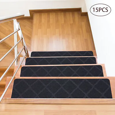 15PCS Stair Treads Carpet Mats Pads Step Staircase Protection Cover Non Slip • $36.49