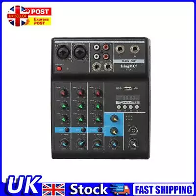 Wireless 4-channel Audio Mixer Bluetooth-compatible USB Sound Mixing (EU) UK • £28.19