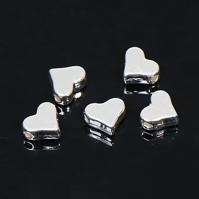 £2.25 • Buy Heart Shape Spacer Beads Flat Side Hole 7mm X 6mm Silver Gold Plated 20 Or 40pcs