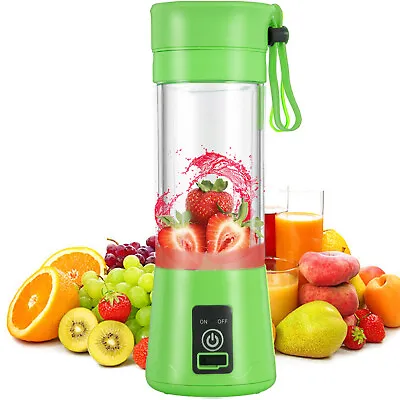 Portable Mini Smoothie Maker Juicer Blender USB Travel Small 380ml - Green • £7.49