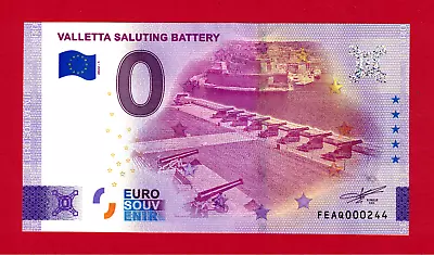 RARE €0 Zero Euro VALLETTA SALUTING BATTERY UNC Souvenir Note Pick: FEAQ/2022-1 • £9.38