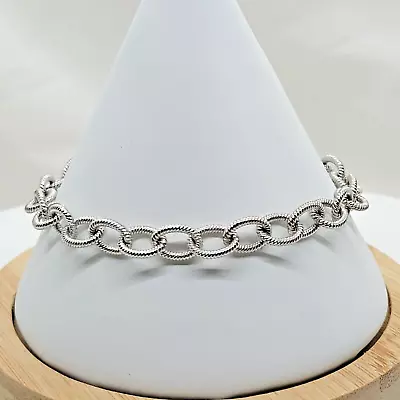 Judith By Judith Ripka Sterling Silver Rolo Links Chain 8  Bracelet • $46