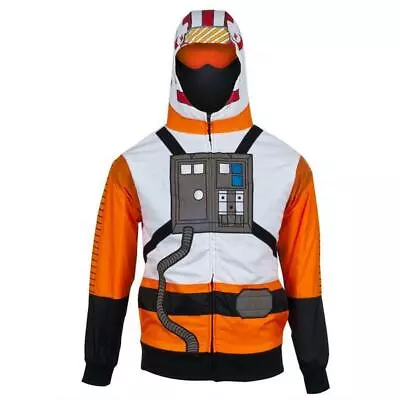 Star Wars X-Wing Fighter Pilot Adult Unisex Costume Hoodie With Visor -Sm To 2x • $89.99