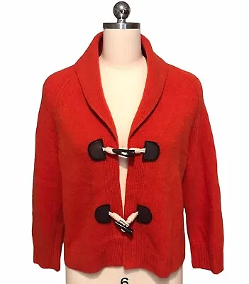 J Crew Wool Cashmere Crop Cardigan Sweater Shawl Collar Toggle Women’s Sz L • $32