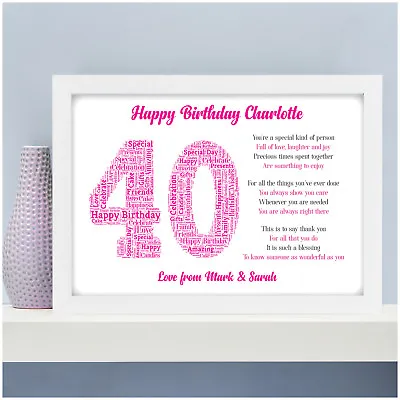 £15.95 • Buy Personalised 40th 50th 60th 70th Birthday Gifts For Her Women Mum Wife Poem Gift
