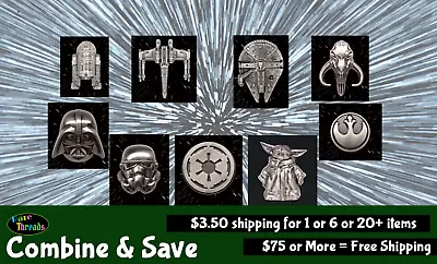 $7 • Buy Star Wars Pewter Lapel Pins Darth Vader, Stormtrooper, X-Wing, R2D2, Mythosaur