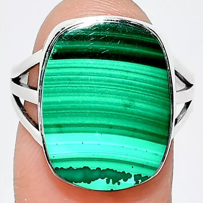 Natural Malachite Eye - Congo 925 Sterling Silver Ring S.8 Jewelry R-1003 • $11.99