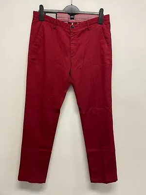 Hugo Boss Chino Trousers Cotton With Stretch In Red W32 L30 Bnwt 9231 • £109.99