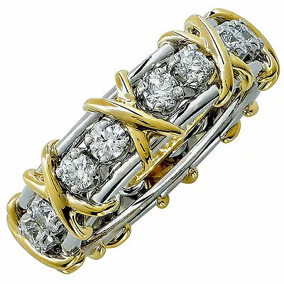 Tiffany & Co. Jean Schlumberger 16 Stone Diamond Band Ring 18k Gold Pt950 7 • $10695