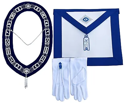 Masonic Master Masons Blue Lodge Junior Warden Apron Jewel Gloves Silver Collar • $69.99