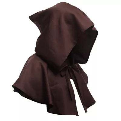 Men Women Medieval Cowl Hat Renaissance Monk Halloween Cosplay Hooded Cape 7 • $22.58