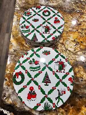 $42 • Buy 2 Vintage Hostess Continental Baking Co Holiday Fruit Cake Tin 6 
