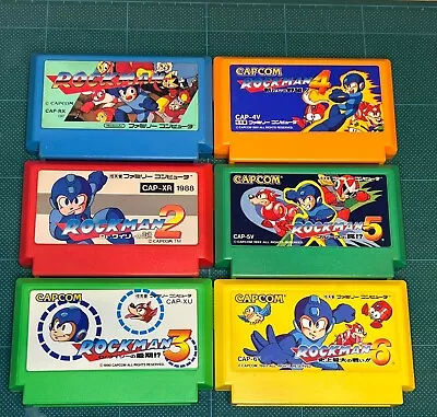 Lot Of 6 Megaman Japan Tested Cleaned Nintendo Famicom Rockman 1 2 3 4 5 6 Set • $130