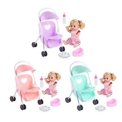 My First Baby Doll Stroller Soft Body Baby Doll Included Fun Play Combo Set For • £18.01