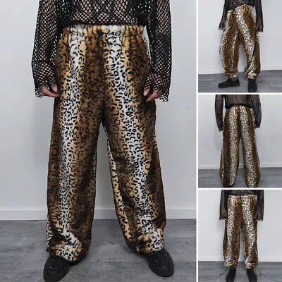 INCERUN Mens Drawstring Leopard Printed Long Pants Casual Loose Trousers S-5XL • $31.34