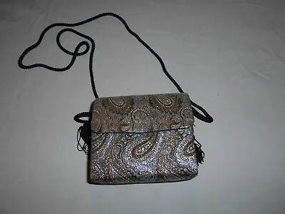 Vintage Whiting & Davis Sparkle Small Shoulder Handbag Purse Black Gold Silver • $11.49