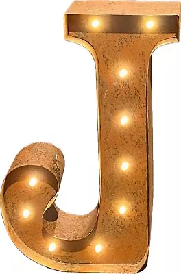 Metal LED Light Up Marquee Letter J 12” Distressed Vintage Look By Next • £12.99