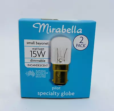 Mirabella Pilot Light Globes Bulbs Lamps 15W Clear B15 Small Bayonet Gold 2/Pack • $6.84