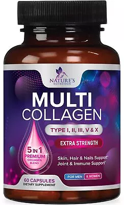 Collagen Peptides Pills 1000mg Hydrolyzed Collagen Capsules (Types IIIIIIVX) • $23.32