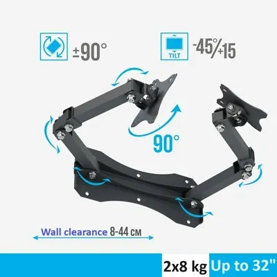 Dual Arm Monitor Wall Mount For 15 -32  Displays • $29.99