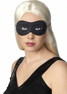 Black Masquerade Domino Face Eye Mask Super Hero Costume Fancy Dress Fun Party • £3.14