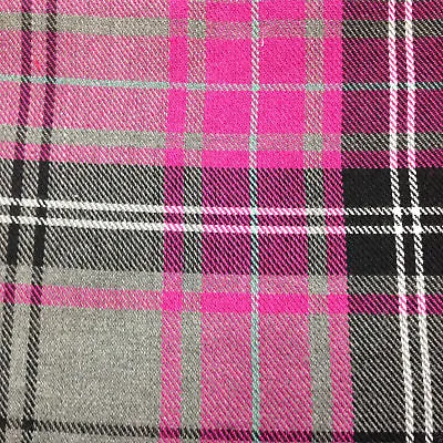 £3.99 • Buy Royal Stewart Tartan Fabric Check Poly Viscose Half/1 Meter Red Blue Pink Black