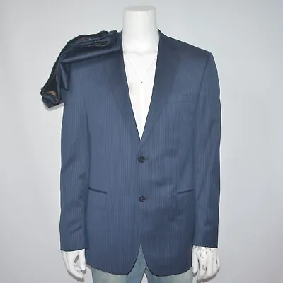 JOS A BANK Signature GOLD 100% Wool Blue 2 Piece Pleated Suit 40L 34 X 32 • $53.55