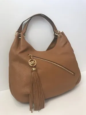 NWT AUTHENTIC MICHAEL KORS MK Charm Tassel Large Shoulder Tote Hobo ACORN BROWN • $225