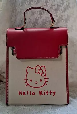 NEW Sanrio Hello Kitty Japanese Style Cartoon Canvas Backpack Hand Bag • £12.50