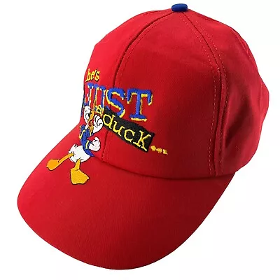 Vintage Walt Disney World JustA Duck Donald Duck Snapback Goofy’s Hat Co USA Red • $34.97