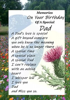 Dad Scottish Heavenly Birthday Grave Memorial Waterproof Card M64 • £4.03