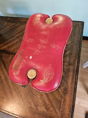 Vintage Camel Saddle Foot Stool Red Brass Caps • $175