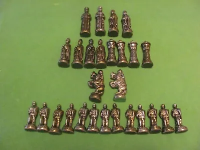 Lot Of 27 Vintage Cast Metal Replacement Chess Set Pieces. • $129.95