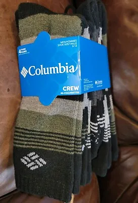 Columbia 4 Pair Pack Warm Wool Blend Crew Socks NWT Mens  Black Striped • $11.99