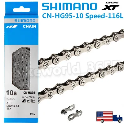 Shimano Deore XT CN-HG95 10 Speed Chain HG-X 116 Links MTB Bike Chain Quick Link • $16.49