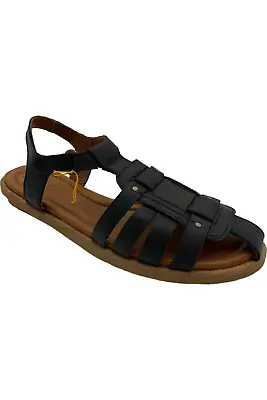 Sergio Tomani Leather Fisherman Sandals Pesca Black • $47.99