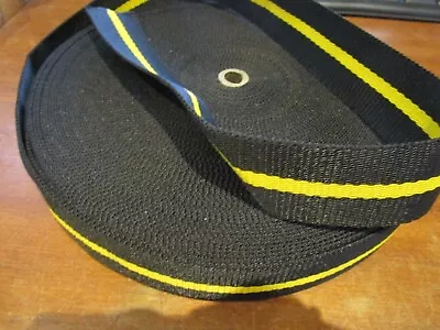 £3.95 • Buy 2m - BLACK / YELLOW  - 1.5  4cm 40mm WEBBING - Belts Straps Rucksack Upholstery 