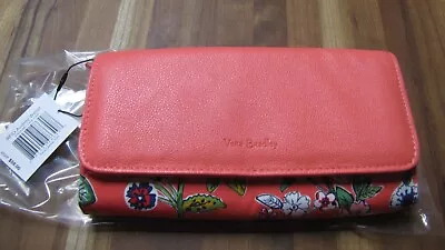 Vera Bradley RFID Audrey Leather Wallet In Coral Floral Pattern • $36.98