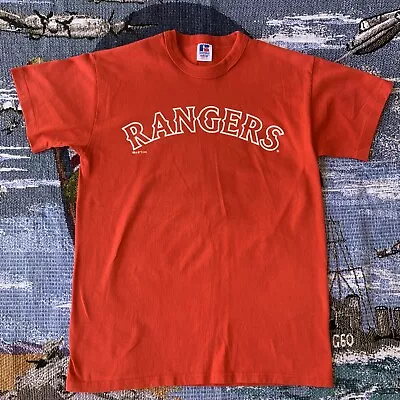 Vintage 1999 Single Stitched Youth XL Red Texas Rangers Baseball T-Shirt MLB • $19.79