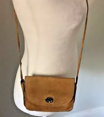 Vtg Small LEATHER Hippie PURSE Cross Body Shoulder BAG Boho Zip Front Flap 7  A • $21.54