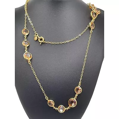 J. Crew Necklace Women Gold Tone Pink Crystal Jeweled Small Link 34  • $14.99