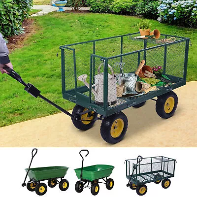 New Garden Heavy Duty Utility 4 Wheel Trolley Cart Dump Wheelbarrow Tipper Truck • £70.99