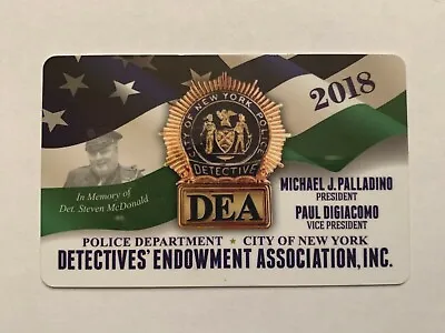 2018 NYPD Det. McDonald Card Detective Association DEA PBA Courtesy Card New • $18